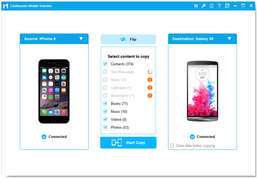 Transfer Data from iPhone to Android via Cool muster